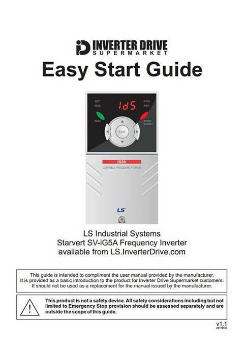 Cover of LSis VSD Easy Start Guide LS Industrial Systems Starvert SV-iG5A Frequency Inverter Easy Start Guide.