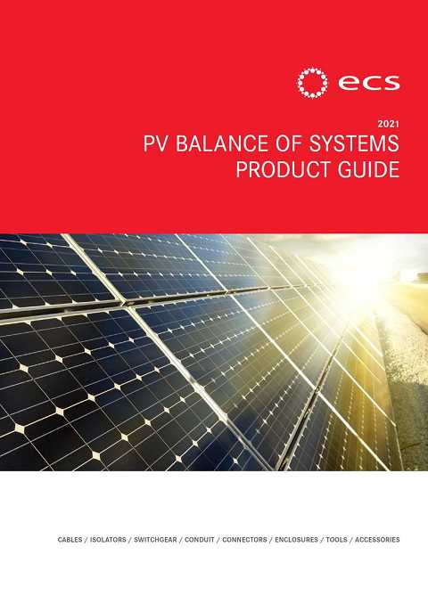 Cover of ECS PV Balance Of Systems Product Guide CABLES / ISOLATORS / SWITCHGEAR / CONDUIT / CONNECTORS / ENCLOSURES / TOOLS / ACCESSORIES