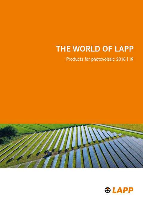 Cover of LAPP Products For Photovoltaic The World of LAPP 2018 | 19