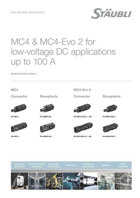 Cover of Staubli MC4 & MC4-EVO 2 For Low-Voltage DC application up to 100 A