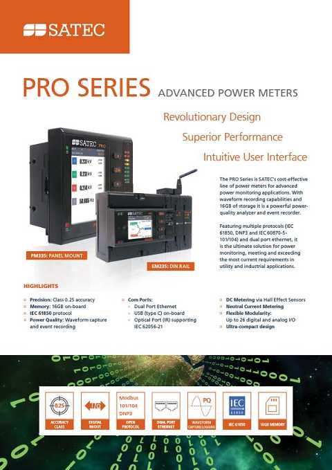 Cover of Satec Pro Series Advanced Power Meters