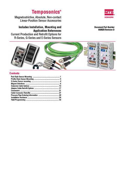 Cover of Temposonics Industrial Sensors Includes Installation, Mounting and Application References
