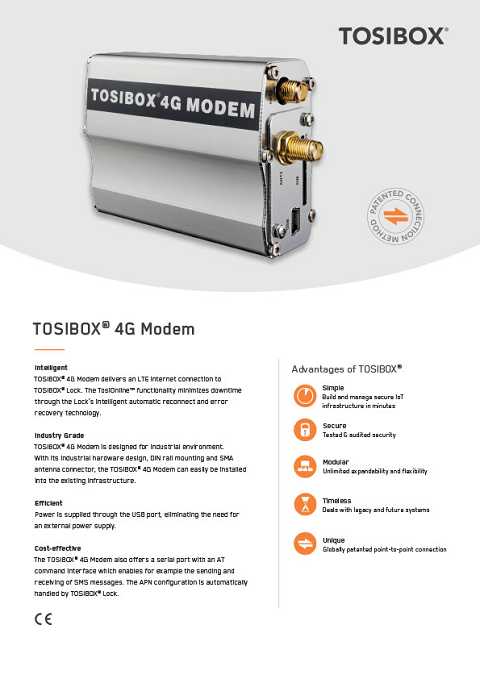 Cover of Tosibox 4G Modem Tosibox 4G Modem delivers an LTE internet connection to