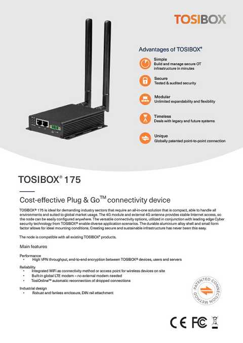Cover of Tosibox Lock 175 Series Cost-effective Plug and Go Connectivity Device