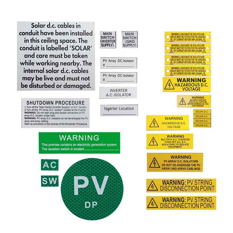 Image of PV WARNING LABELS GRID CONNECT KIT (KNS09)